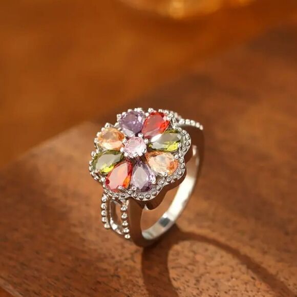 Boho flower ring size 9 - Picture 1 of 8